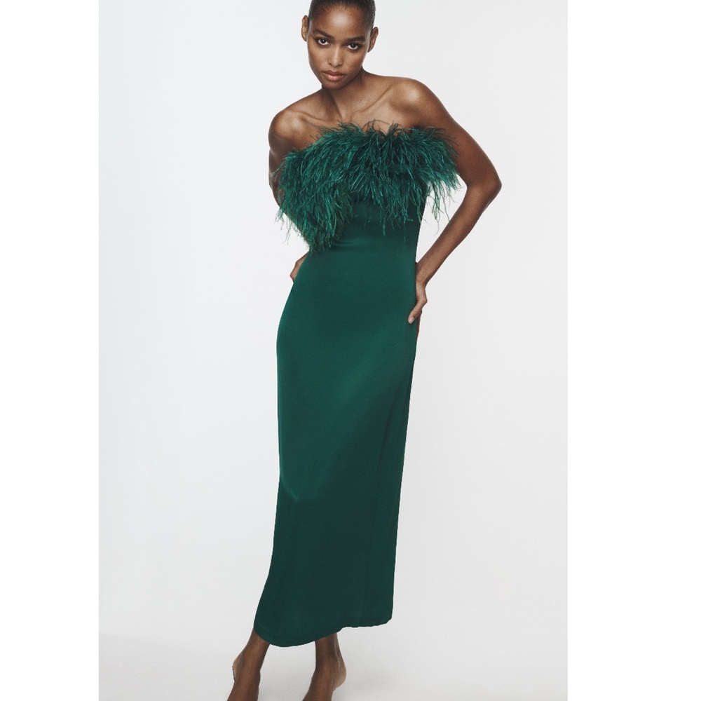 Zara feather satin effect dress